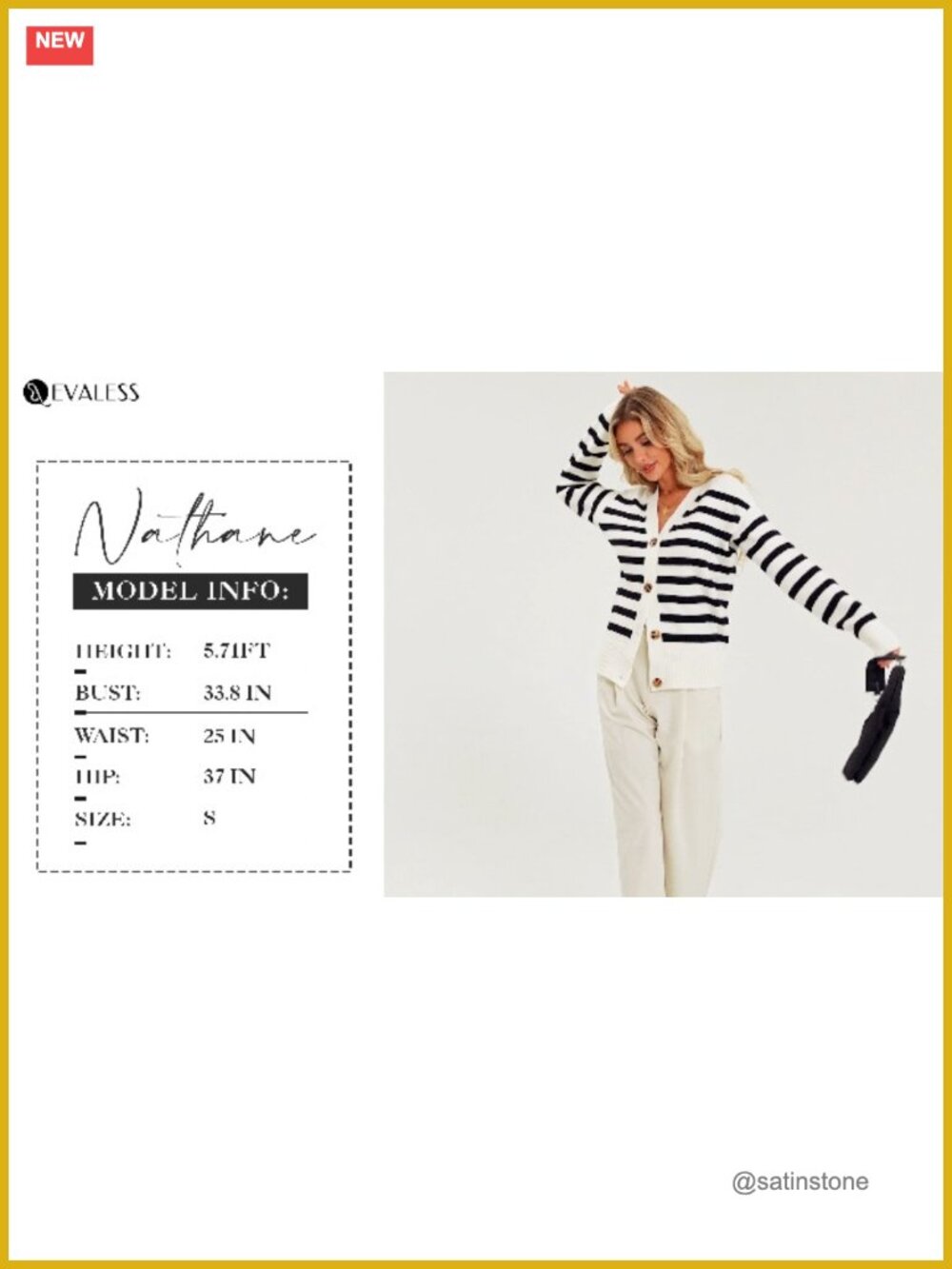 Striped V-Neck Cardigan Sweater Lightweight Open Front Button Down Knit - Picture 7 of 7
